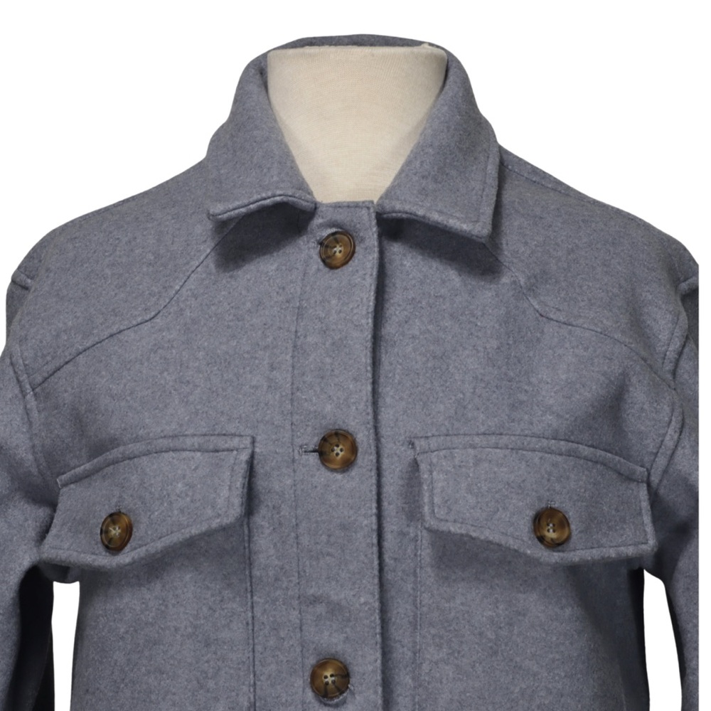Love Tree Button-Up Shacket Wool-Like Texture Win… - image 5